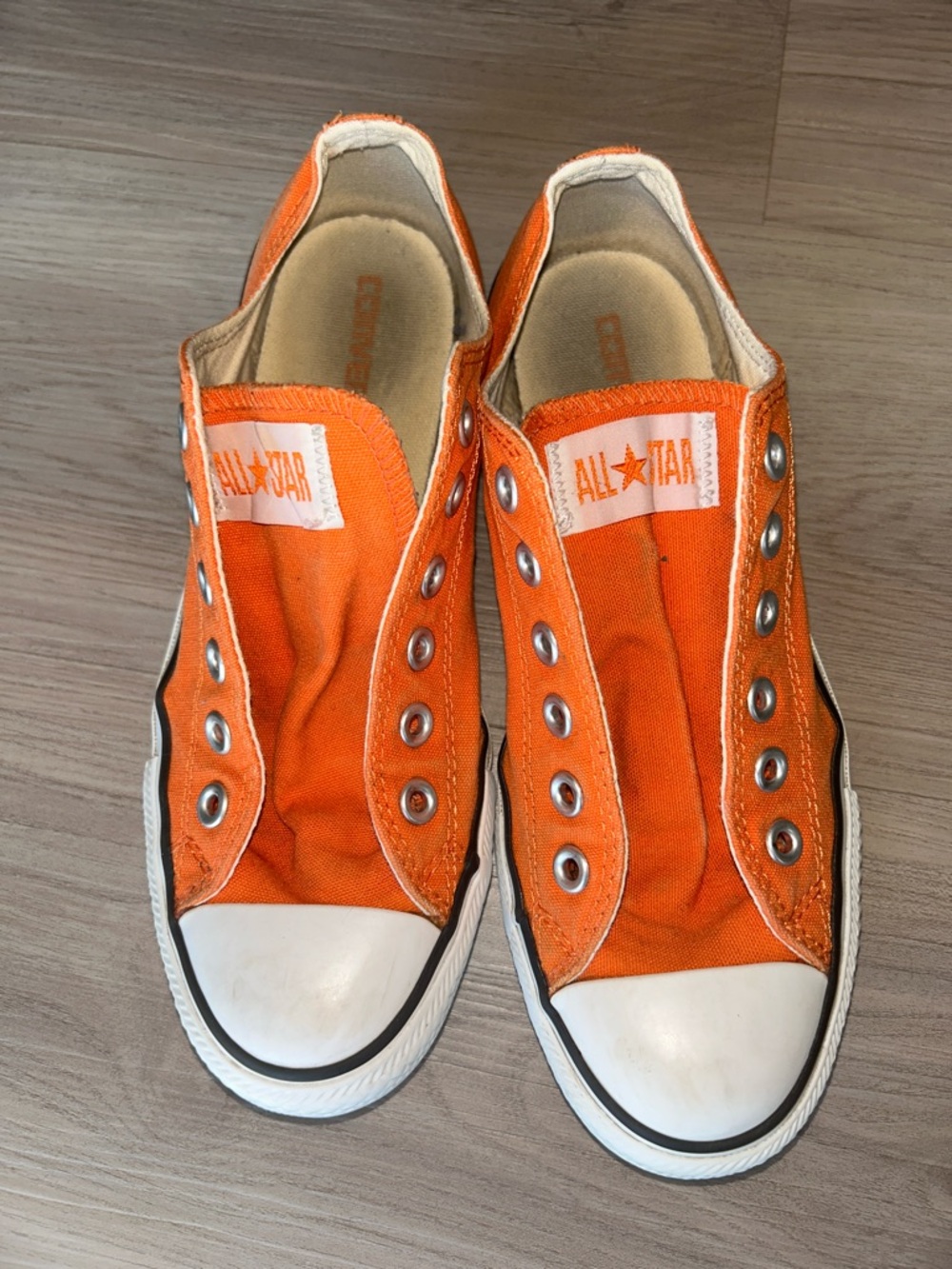 Converse All Star Canvas Sneakers Unisex M-6 W-8 Orange Casual Athletic Slip-On